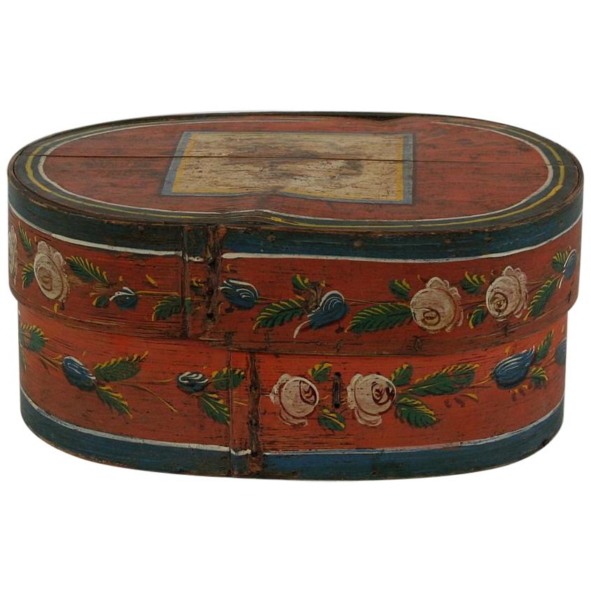 19th Century Dutch Folk Art Painted Bentwood Box