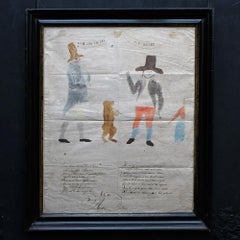 19th Century Dutch Folk art Painting of a Bear Trainer