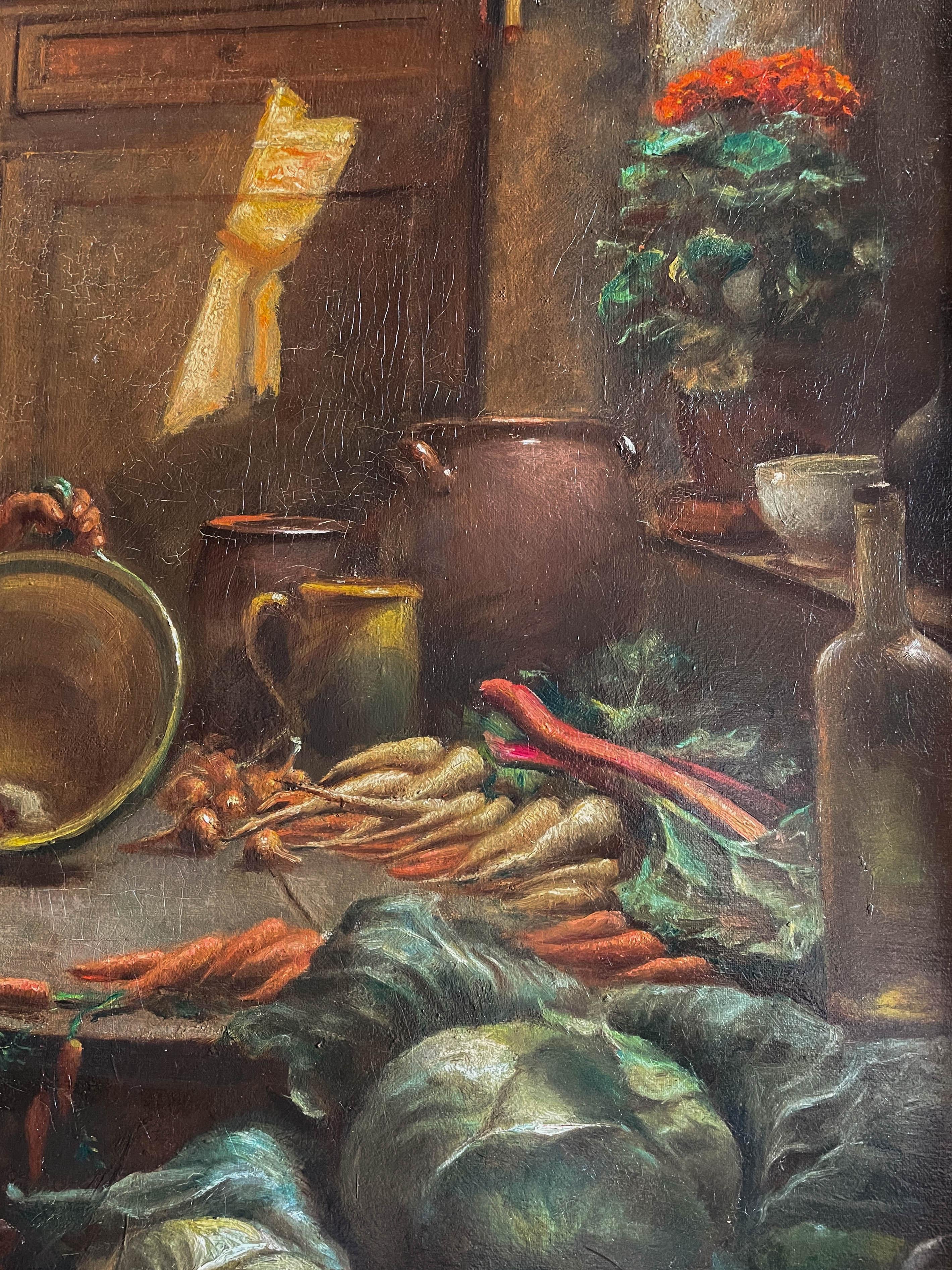 Peinture de genre hollandaise du 19e siècle représentant une servante de cuisine en vente 2