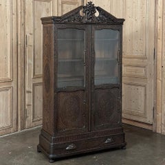 19th Century Dutch Hand-Carved Flack Forest Walnut Vitrine by Horrix