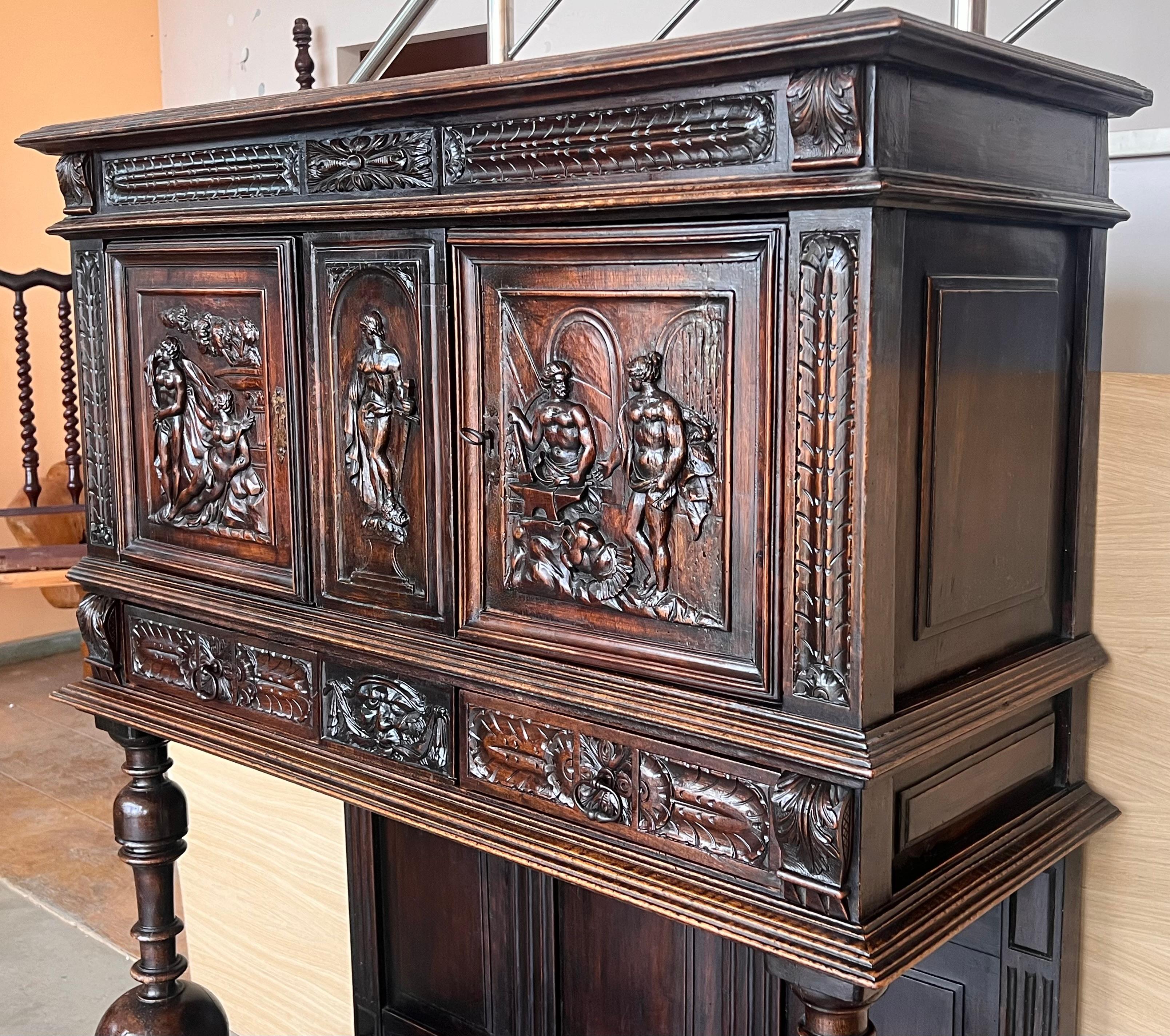 19th Century Dutch Hand Carved Renaissance Raised Cabinet For Sale 4