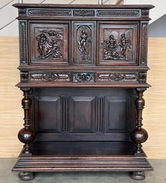 Cabinet Renaissance hollandais du 19ème siècle sculpté à la main