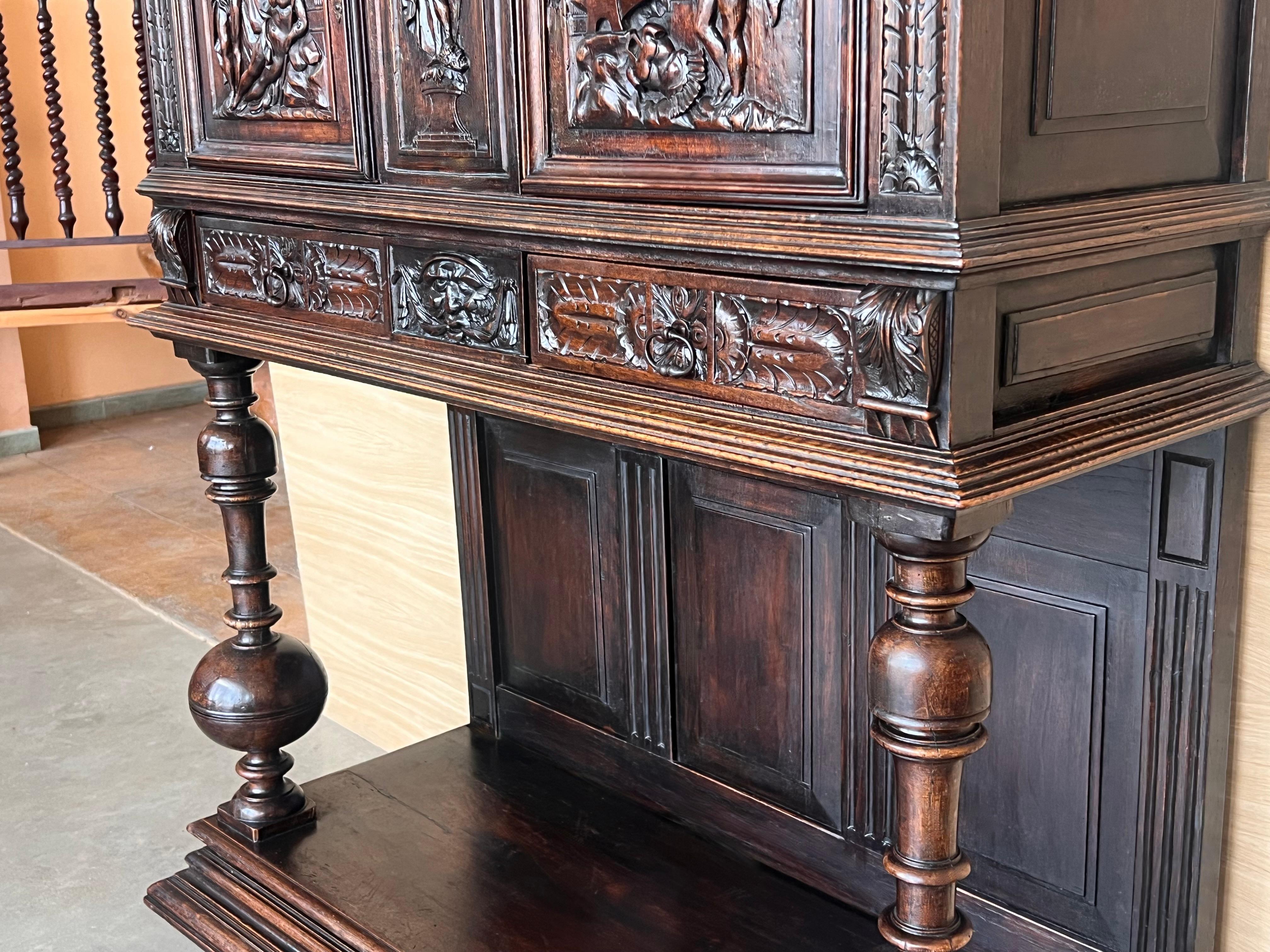 19th Century Dutch Hand Carved Renaissance Raised Cabinet For Sale 3