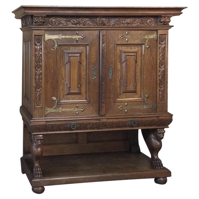 19th Century Dutch Hand Carved Renaissance Raised Cabinet For Sale