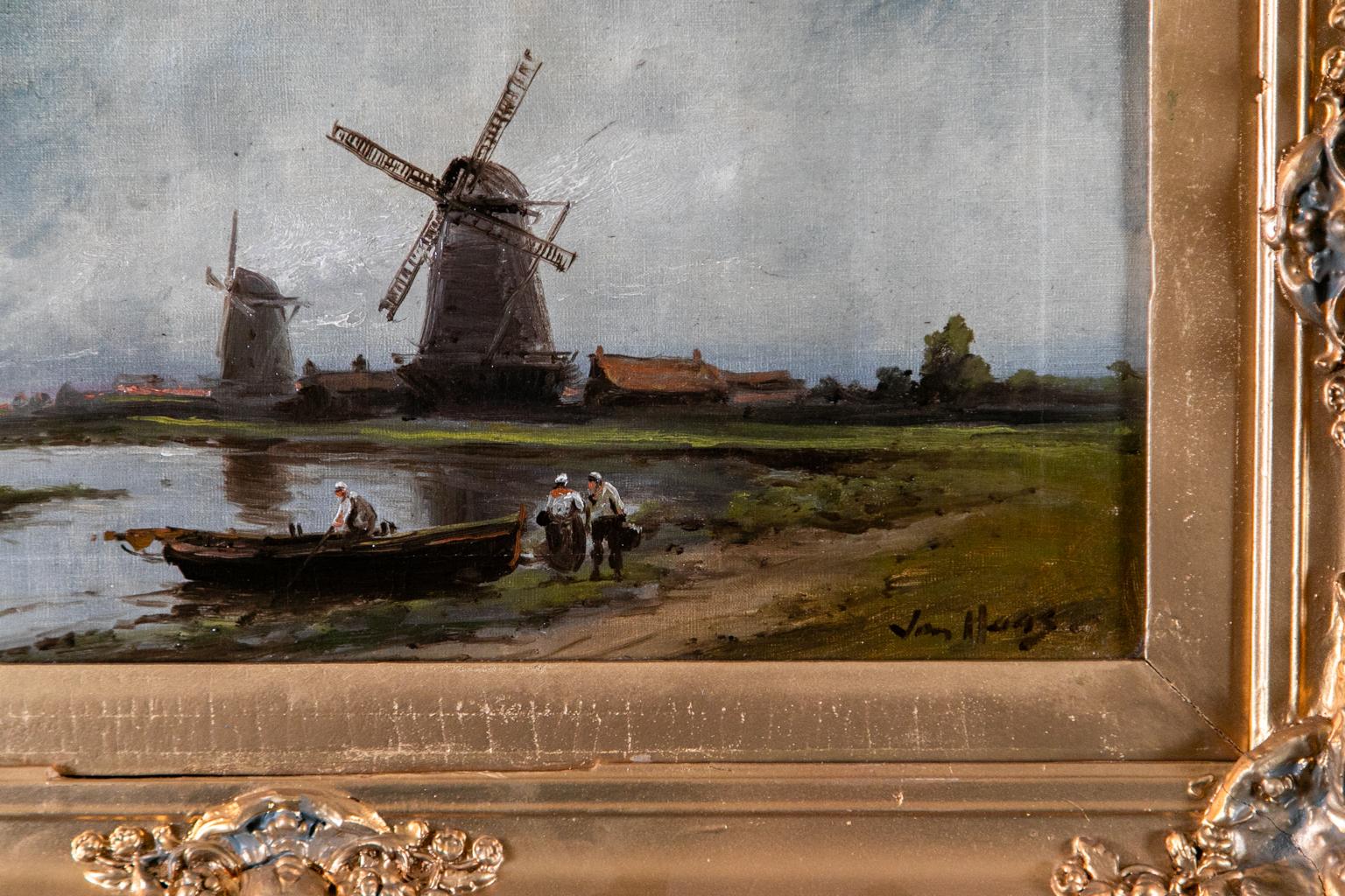 19th Century Dutch Landscape Scene Oil Painting 3