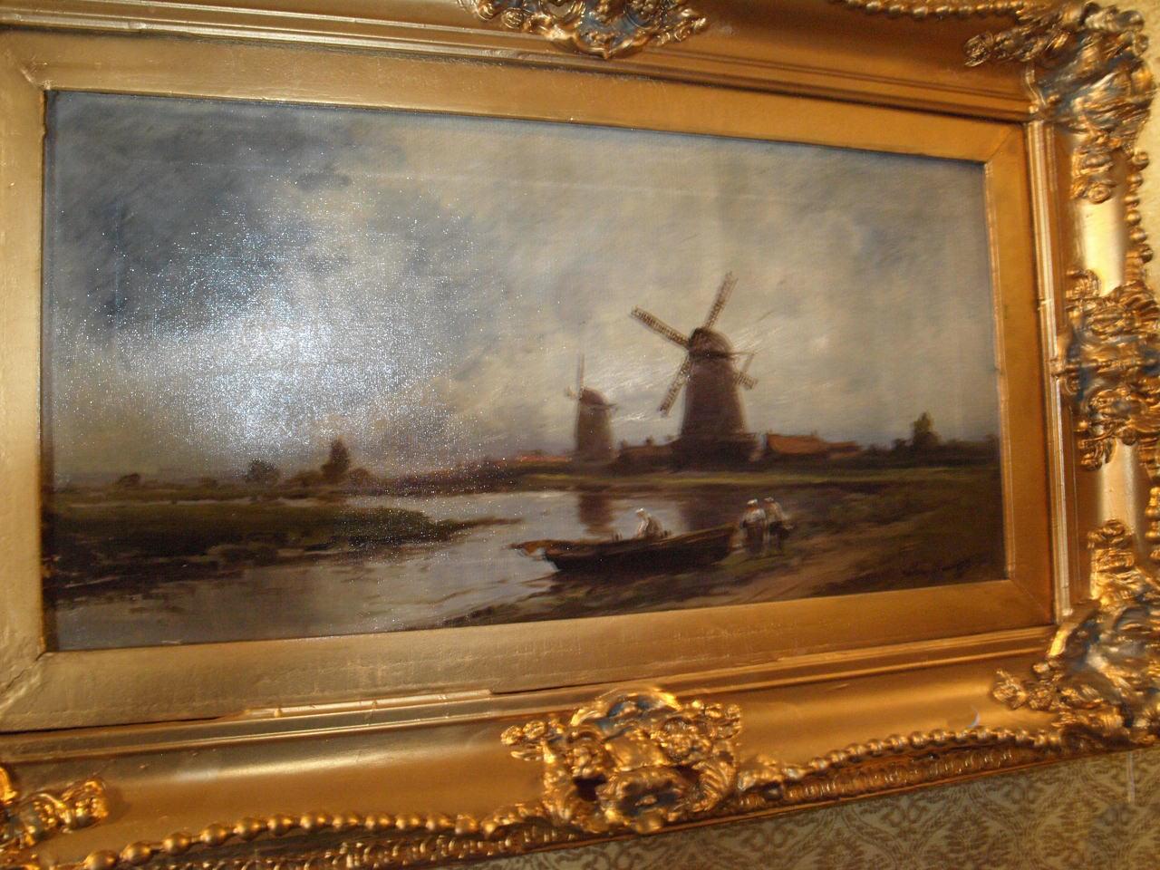 19th Century Dutch Landscape Scene Oil Painting 4