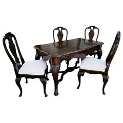 19th Century Dutch Library Table Desk and Four Chairs