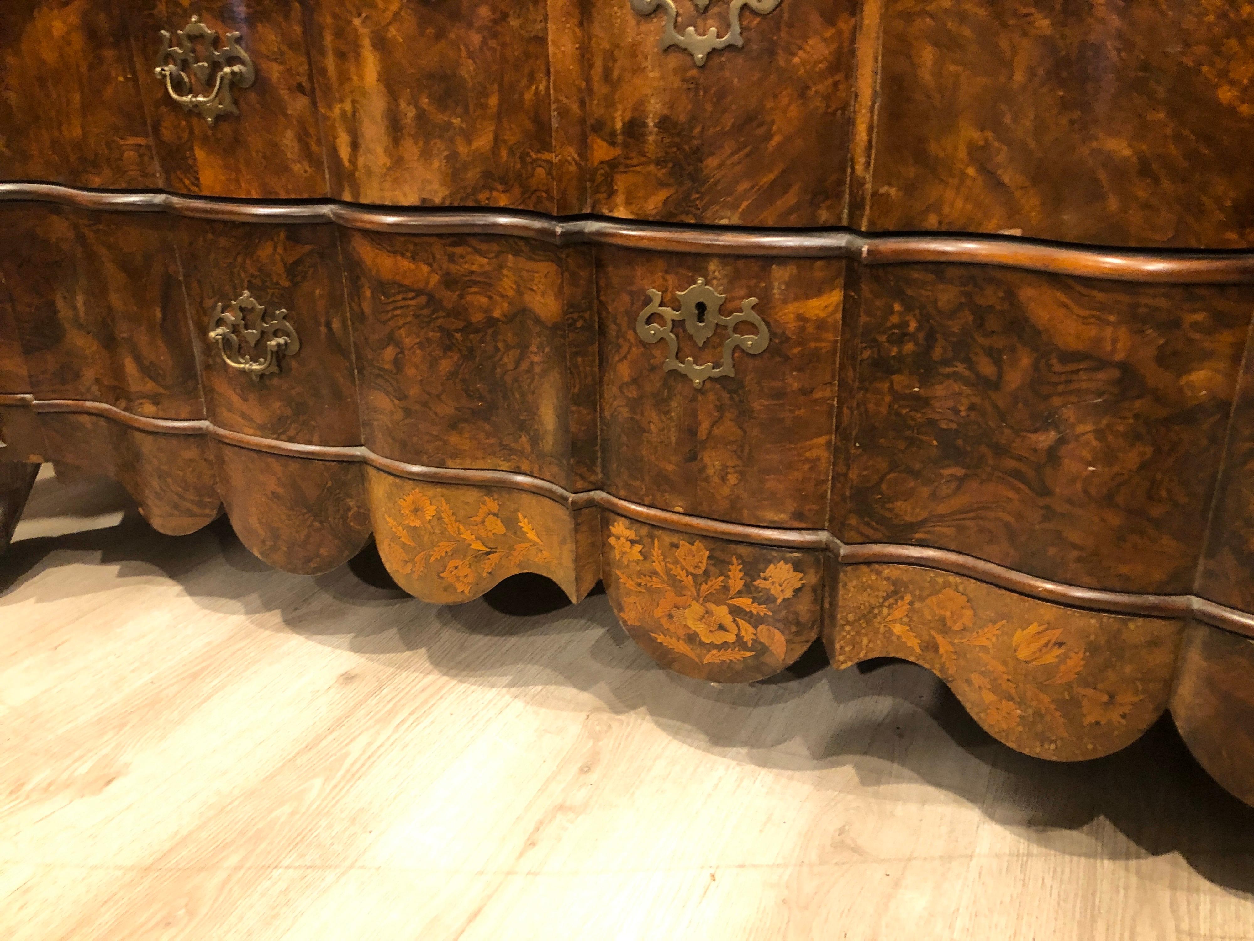 Inlay 19th Century Dutch Louis XVI Wood Walnut Inlaid Cabinet, 1820 For Sale