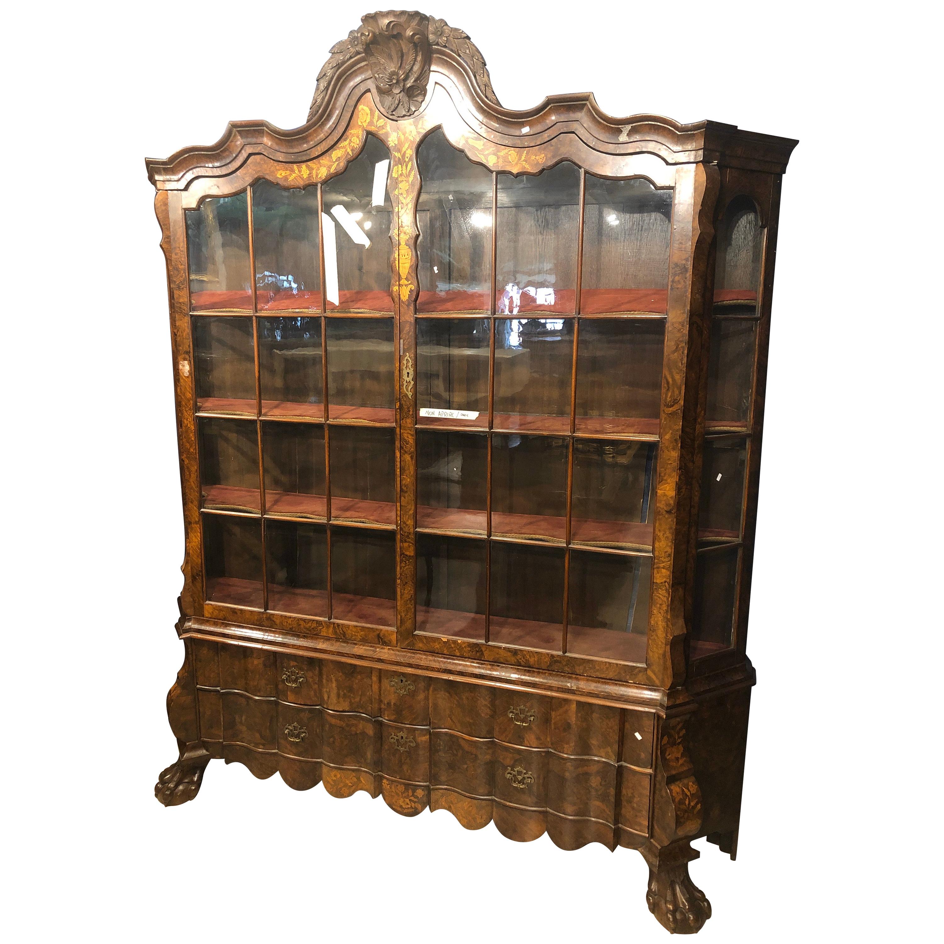 19th Century Dutch Louis XVI Wood Walnut Inlaid Cabinet, 1820 For Sale