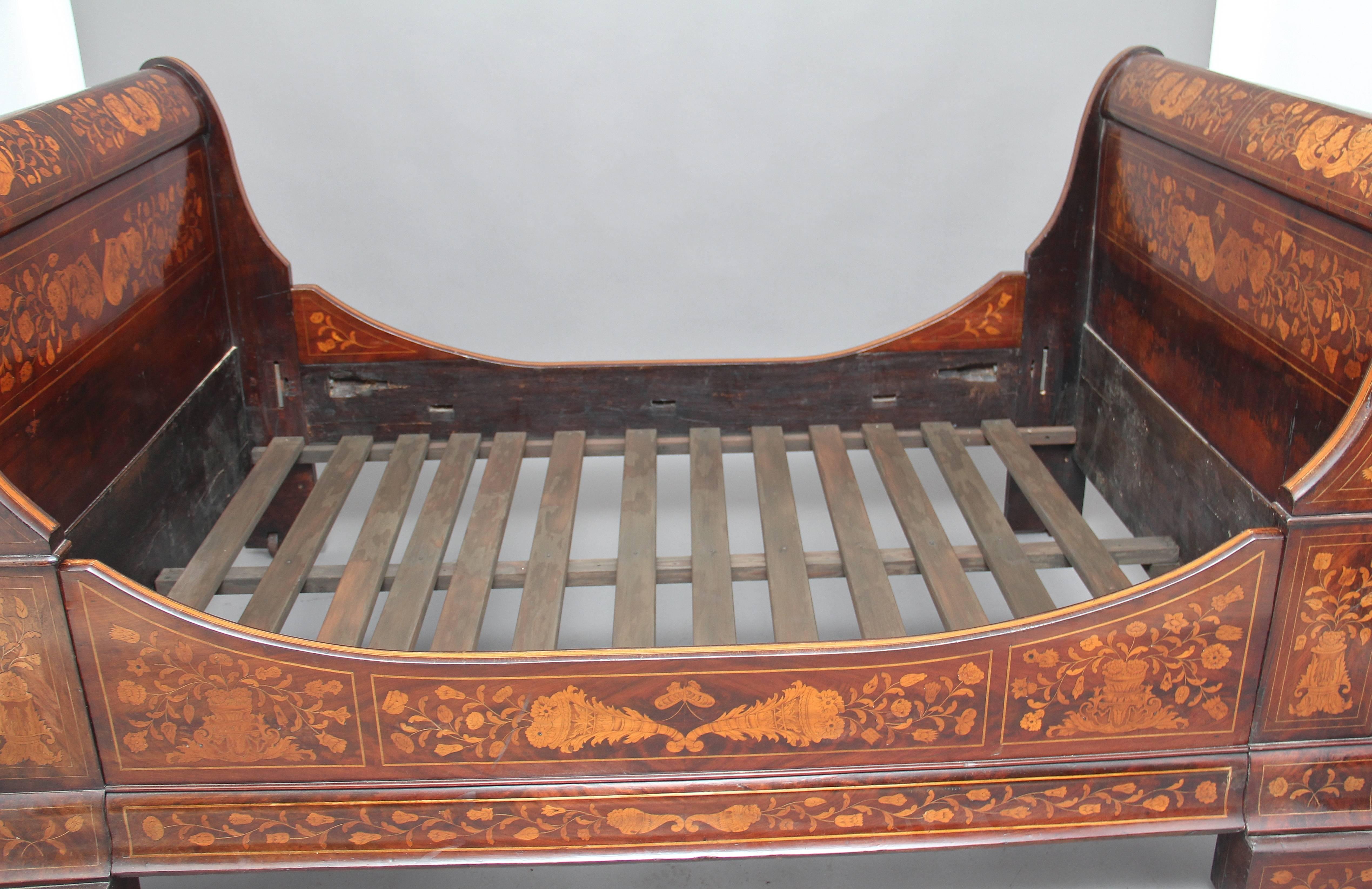 19th Century Dutch Mahogany and Marquetry Bed 6