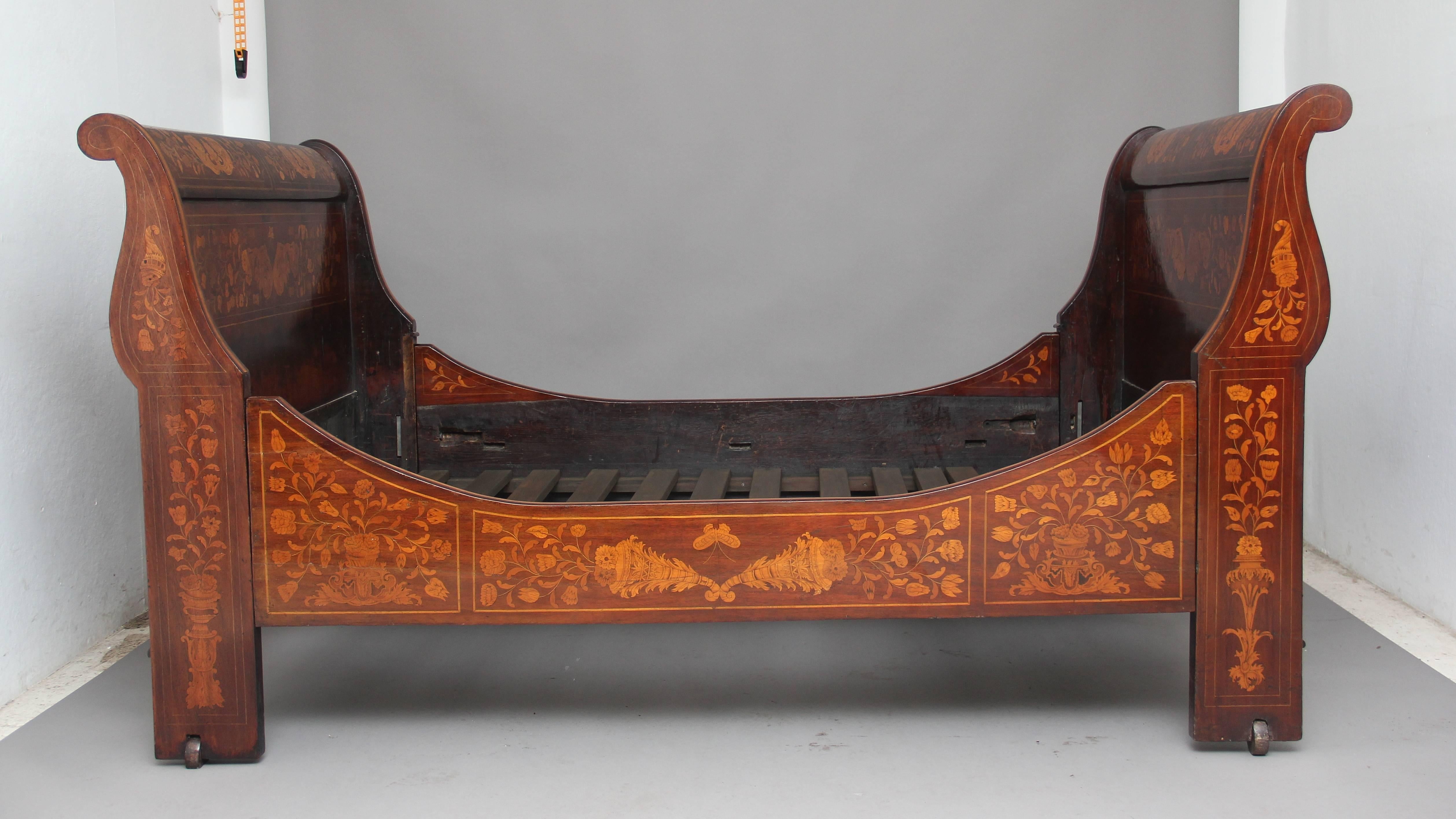 Early 19th Century 19th Century Dutch Mahogany and Marquetry Bed