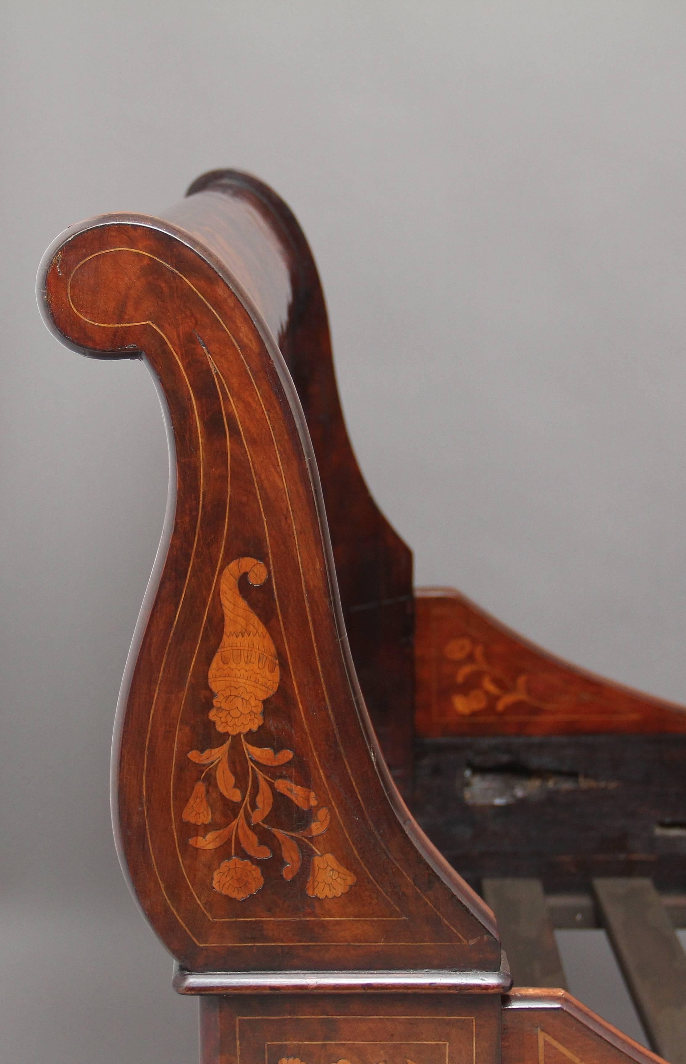 19th Century Dutch Mahogany and Marquetry Bed 2