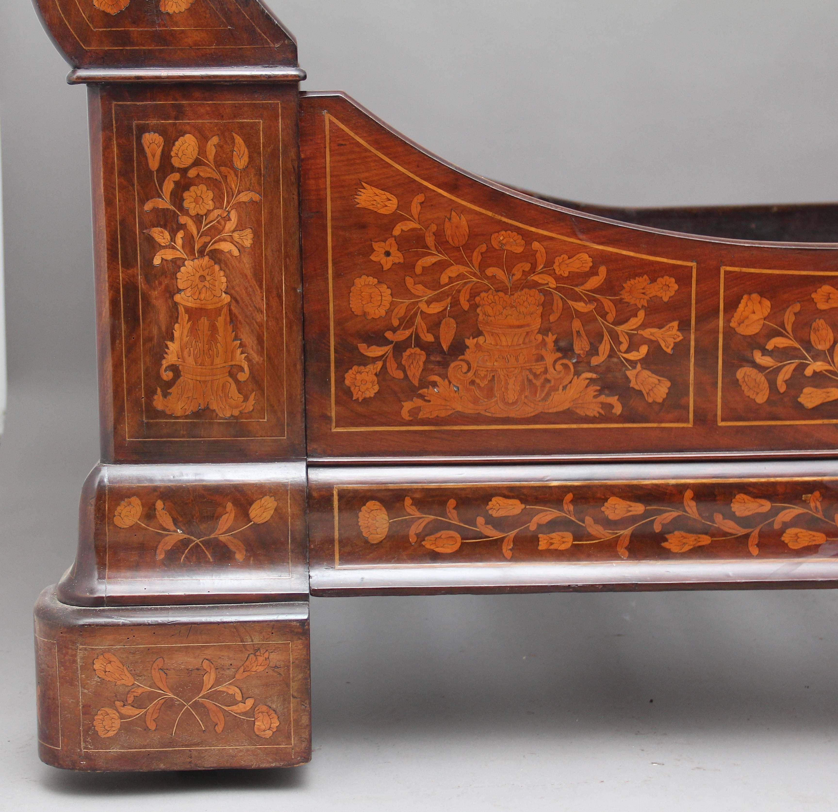 19th Century Dutch Mahogany and Marquetry Bed 5