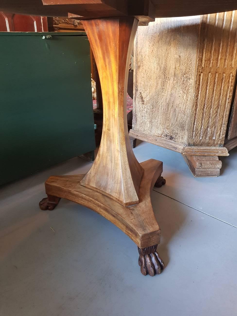 Biedermeier 19th Century Dutch Mahogany Wine Table with Claw Feet