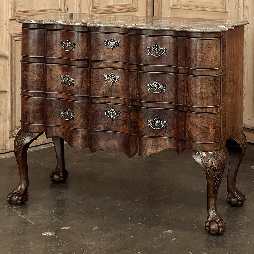 19th Century Dutch Marble Top Chippendale Commode ~ Chest of Drawers In Good Condition For Sale In Dallas, TX