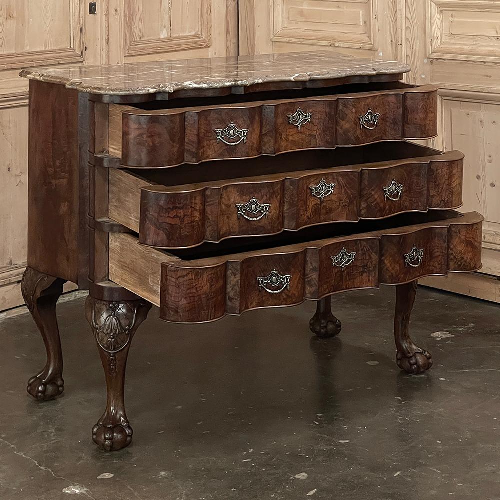 Bronze 19th Century Dutch Marble Top Chippendale Commode ~ Chest of Drawers For Sale