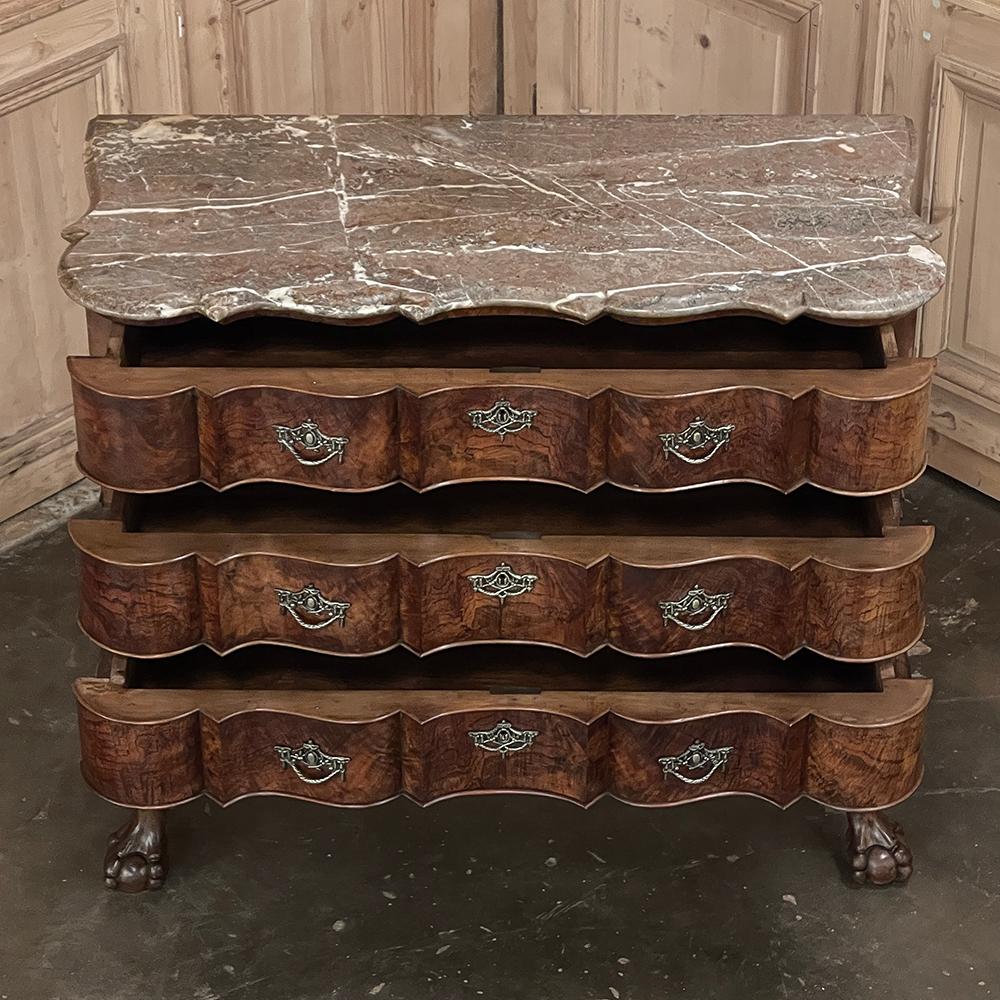 19th Century Dutch Marble Top Chippendale Commode ~ Chest of Drawers For Sale 1