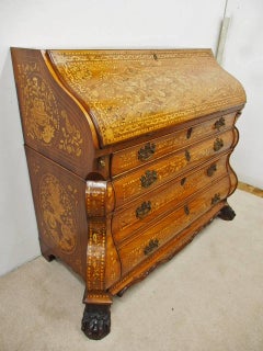 19th Century Dutch Marquetry and Inlaid Walnut Bureau