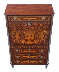 19th Century Dutch Marquetry Bureau Abattant Secretaire Desk