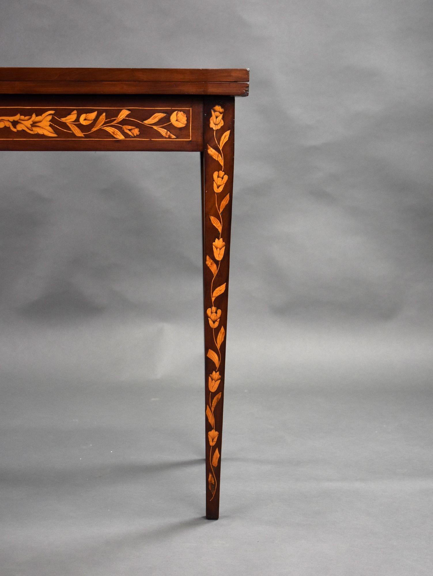 19th Century Dutch Marquetry Card Table For Sale 7