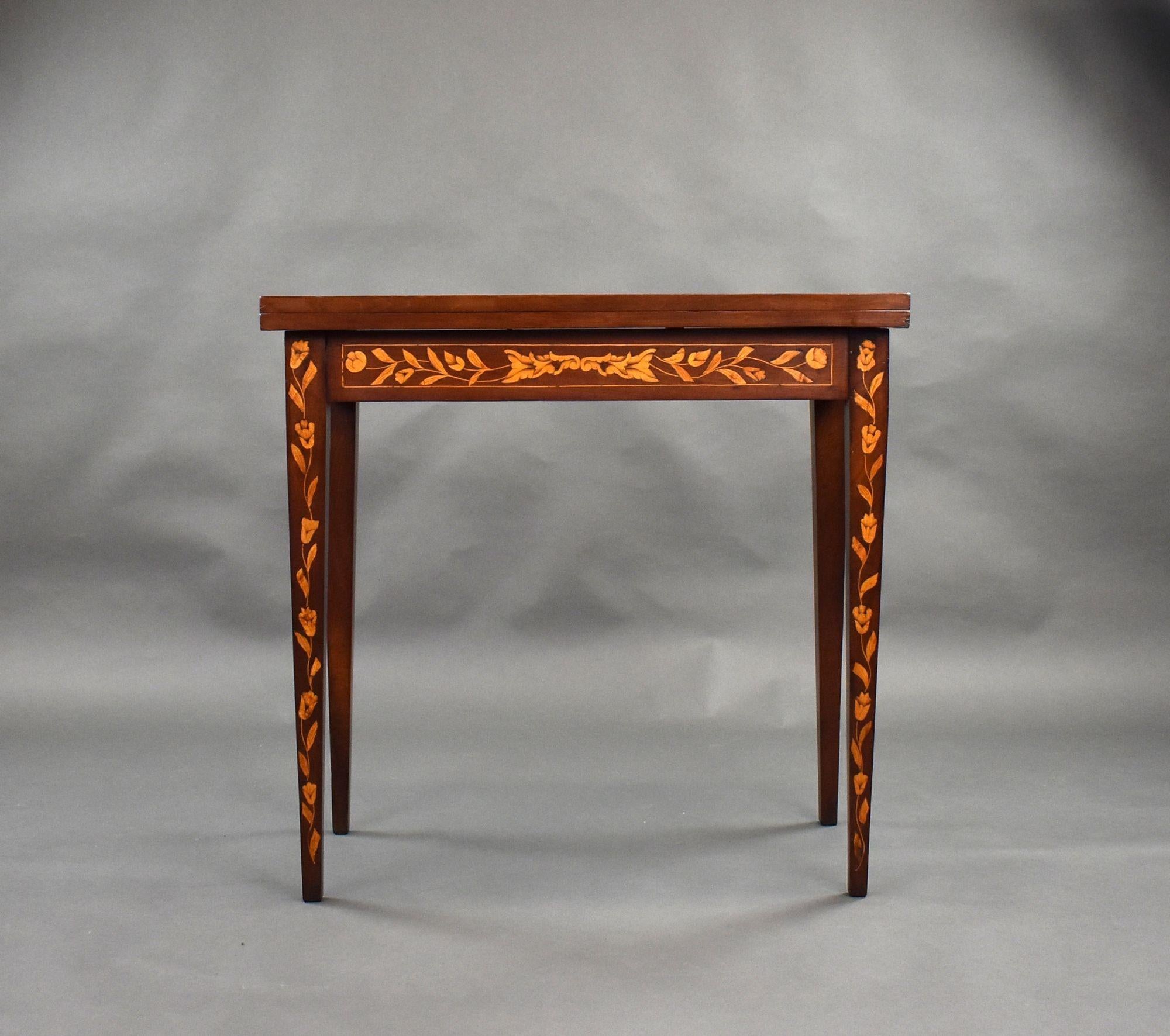 19th Century Dutch Marquetry Card Table In Good Condition For Sale In Chelmsford, Essex