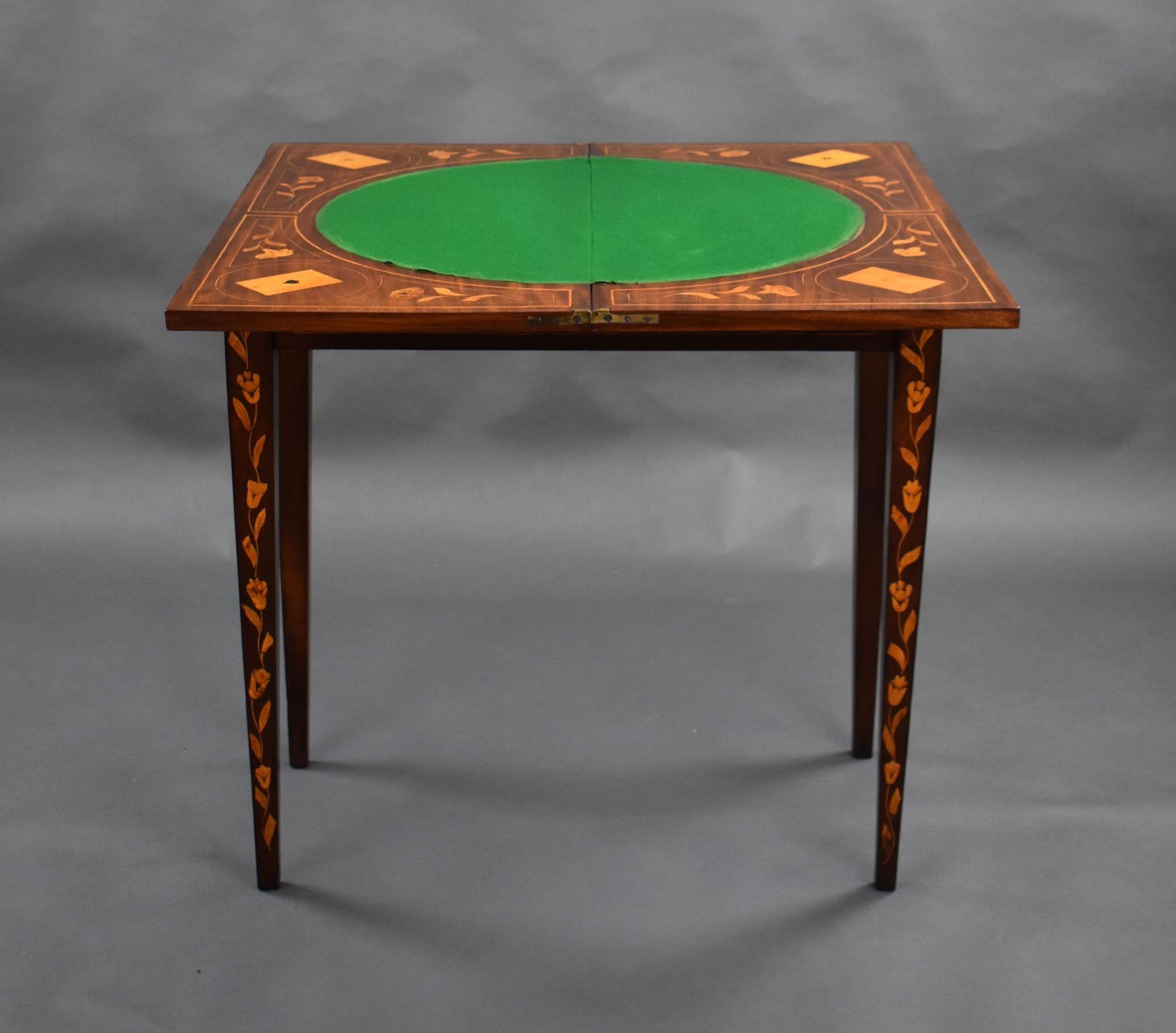 19th Century Dutch Marquetry Card Table For Sale 1