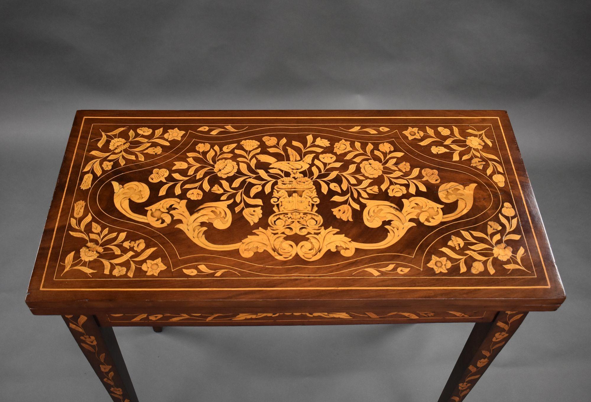 19th Century Dutch Marquetry Card Table For Sale 3