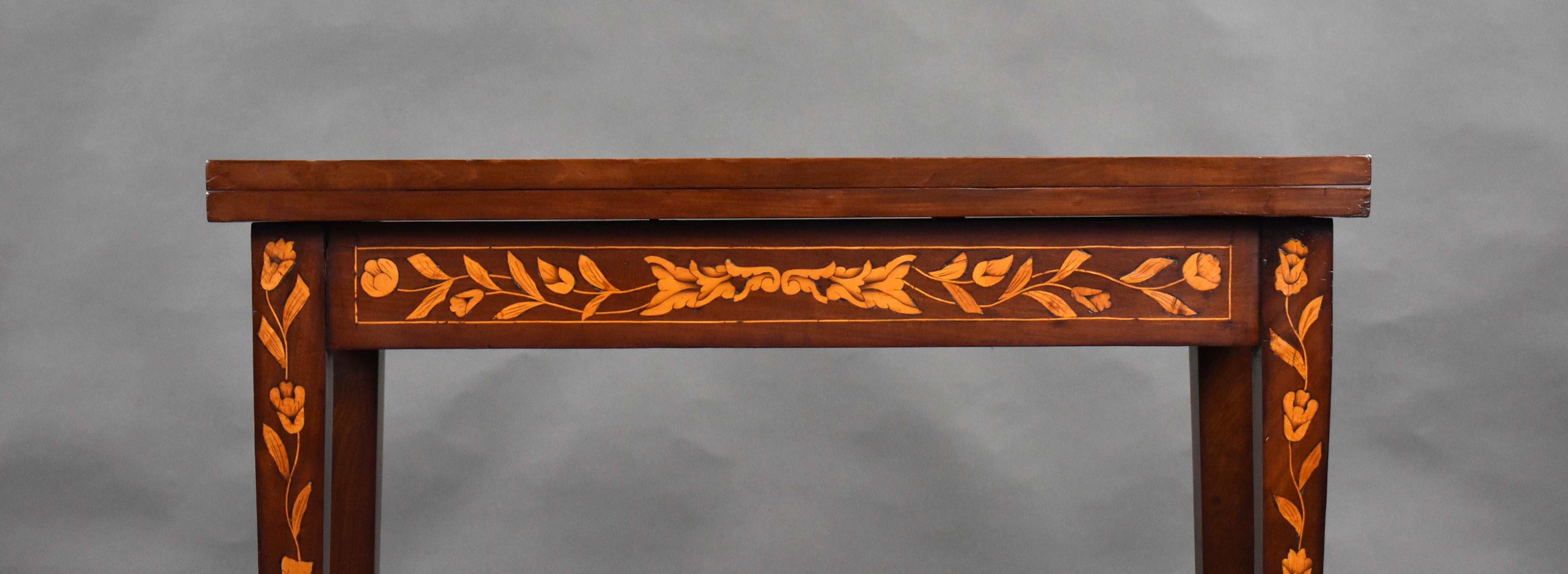 19th Century Dutch Marquetry Card Table For Sale 5