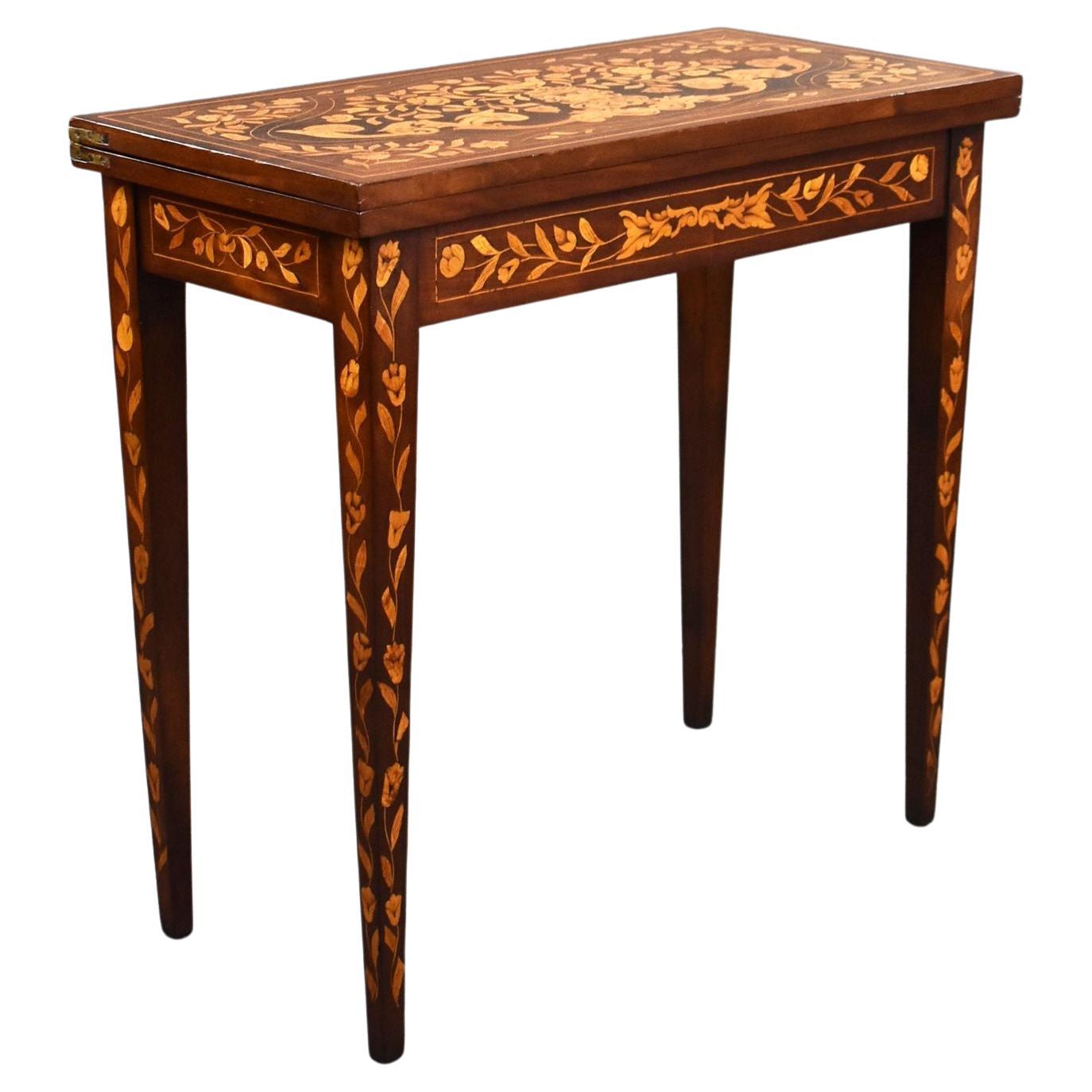 19th Century Dutch Marquetry Card Table For Sale