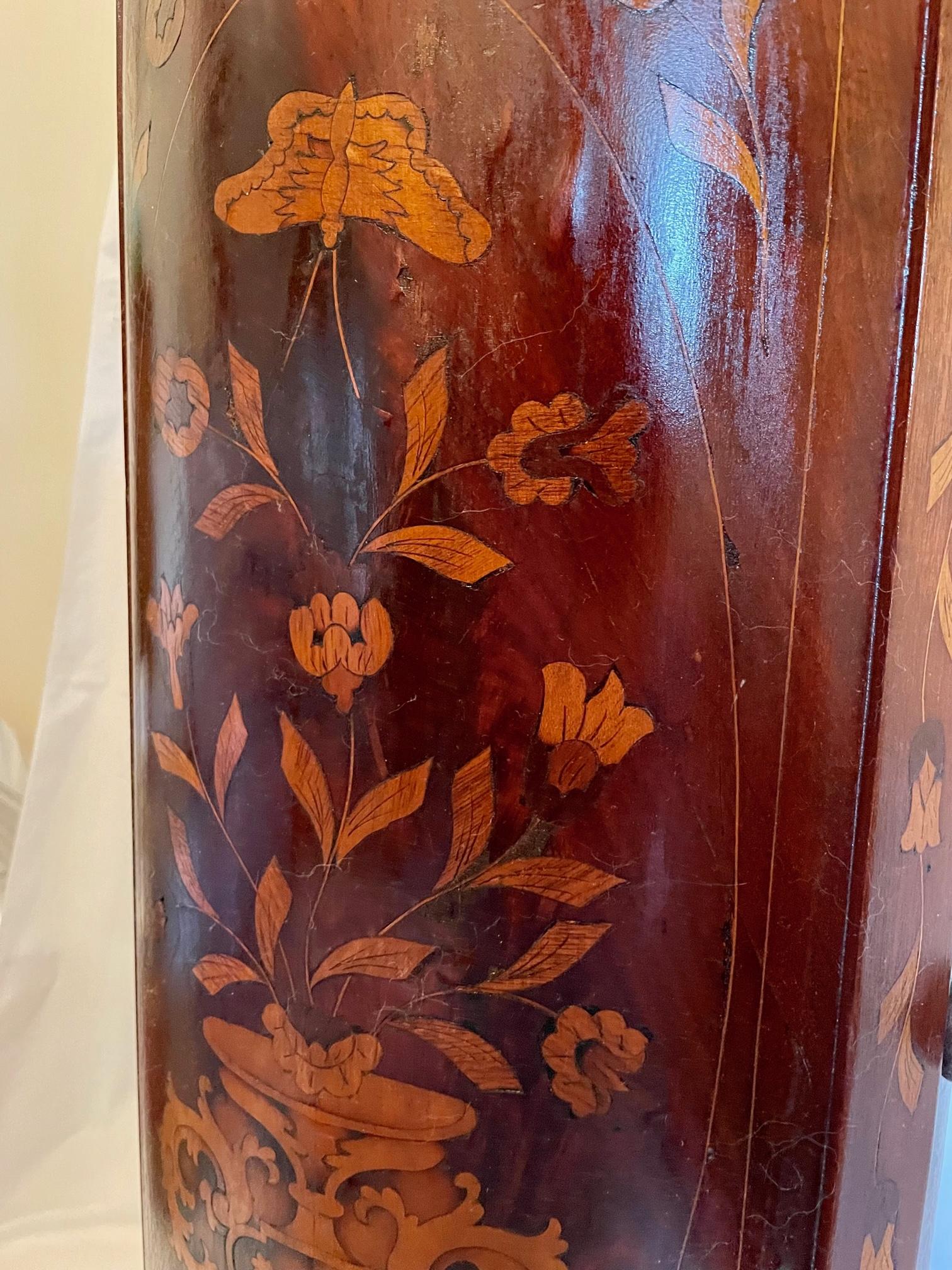 19th Century Dutch Marquetry Cylindrical Column Cabinet For Sale at 1stDibs
