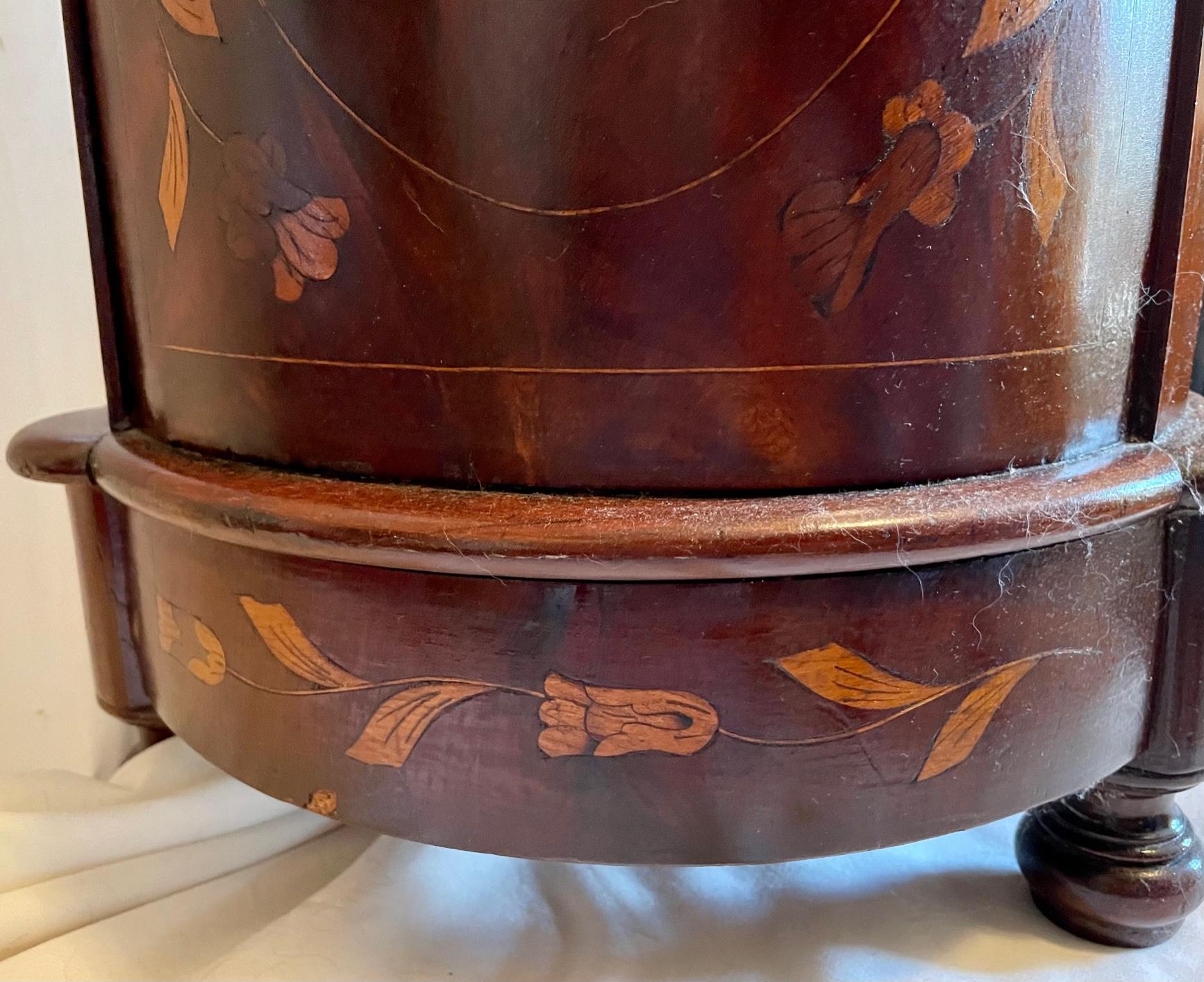 19th Century Dutch Marquetry Cylindrical Column Cabinet For Sale at 1stDibs