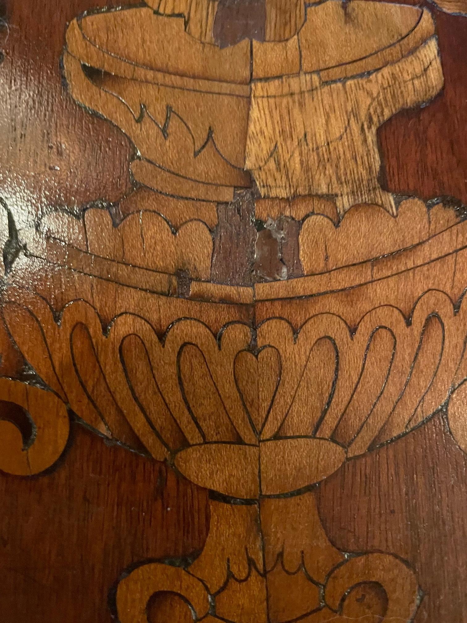 19th Century Dutch Marquetry Cylindrical Column Cabinet For Sale at 1stDibs