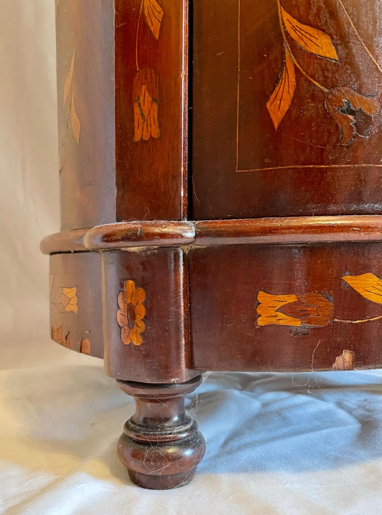 19th Century Dutch Marquetry Cylindrical Column Cabinet For Sale at 1stDibs