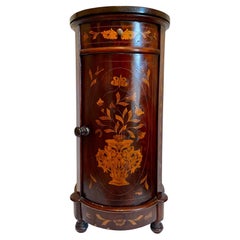 19th Century Dutch Marquetry Cylindrical Column Cabinet