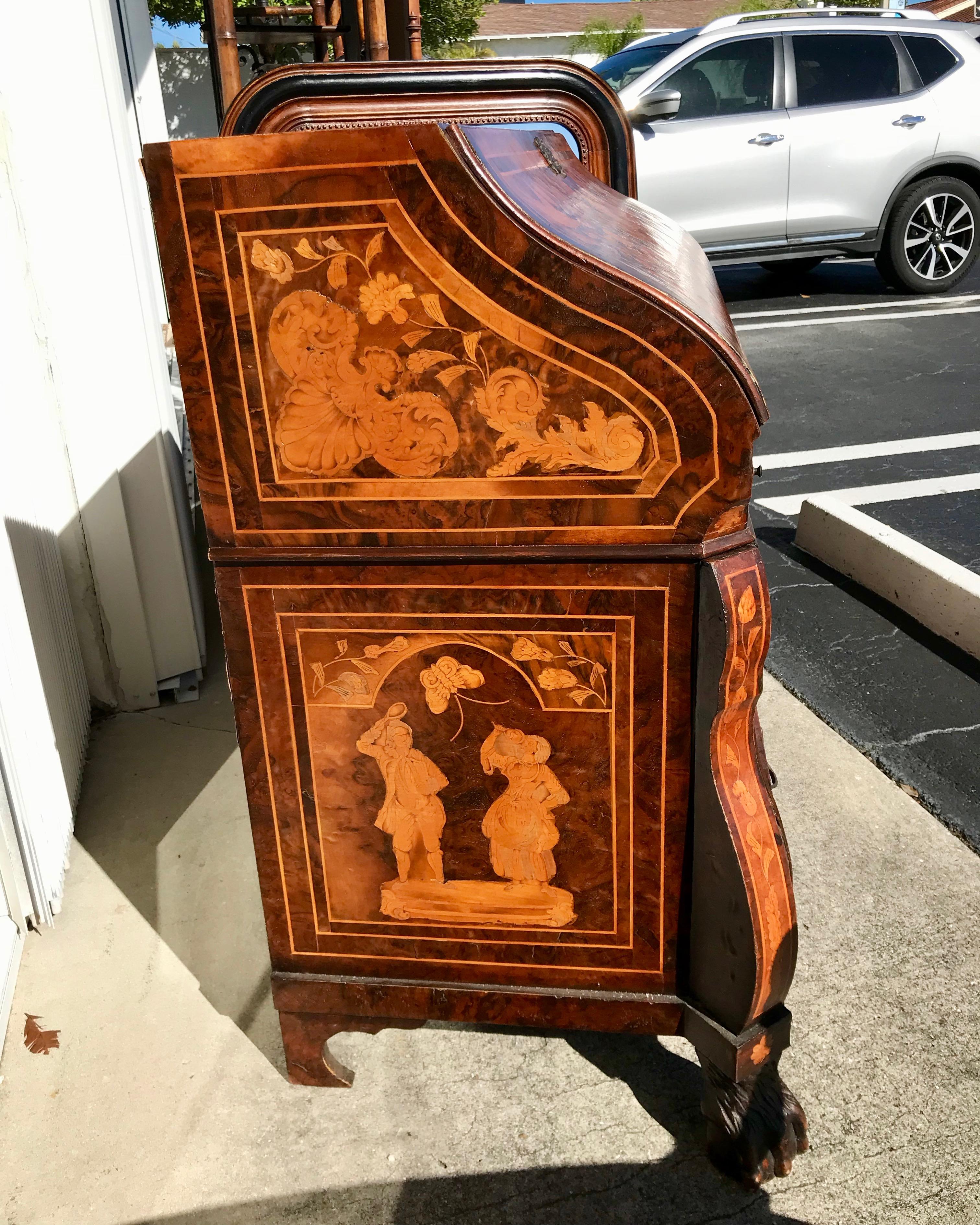 19th Century Dutch Marquetry Desk For Sale 5