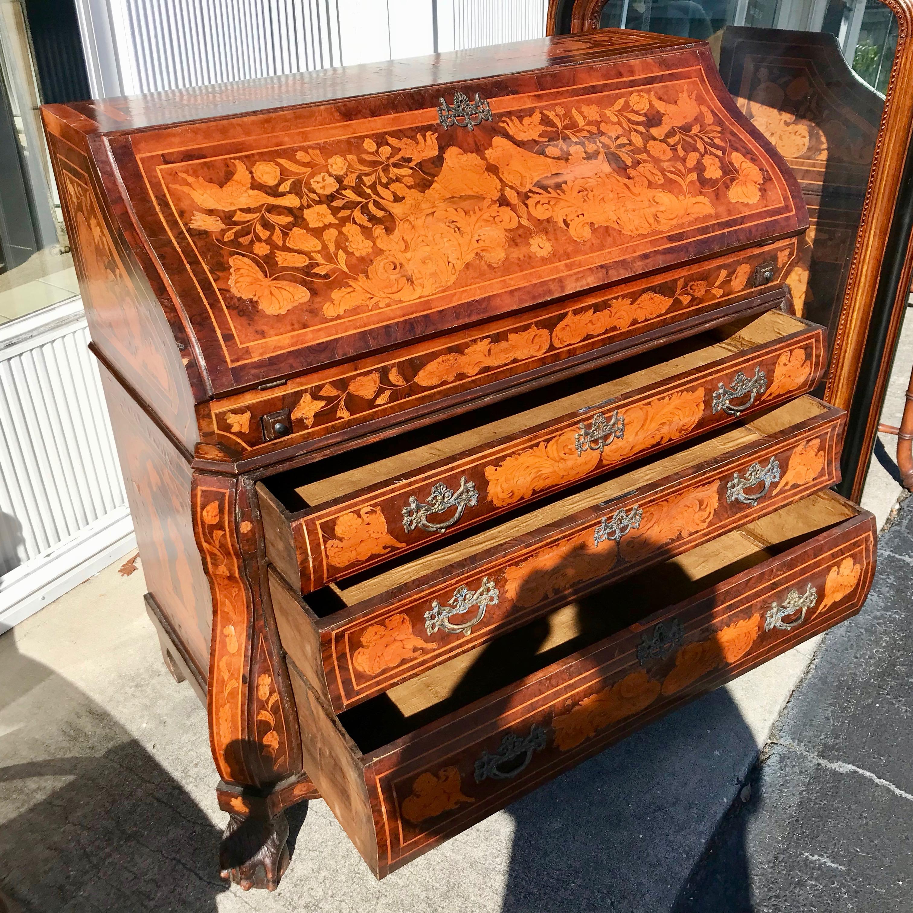 19th Century Dutch Marquetry Desk For Sale 6