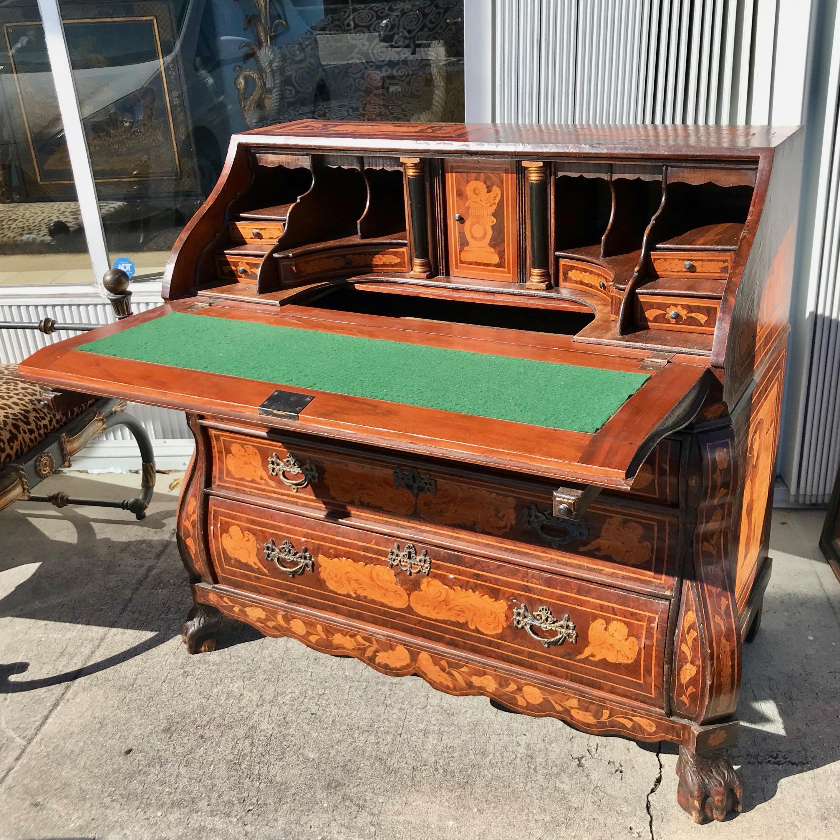 19th Century Dutch Marquetry Desk For Sale 1