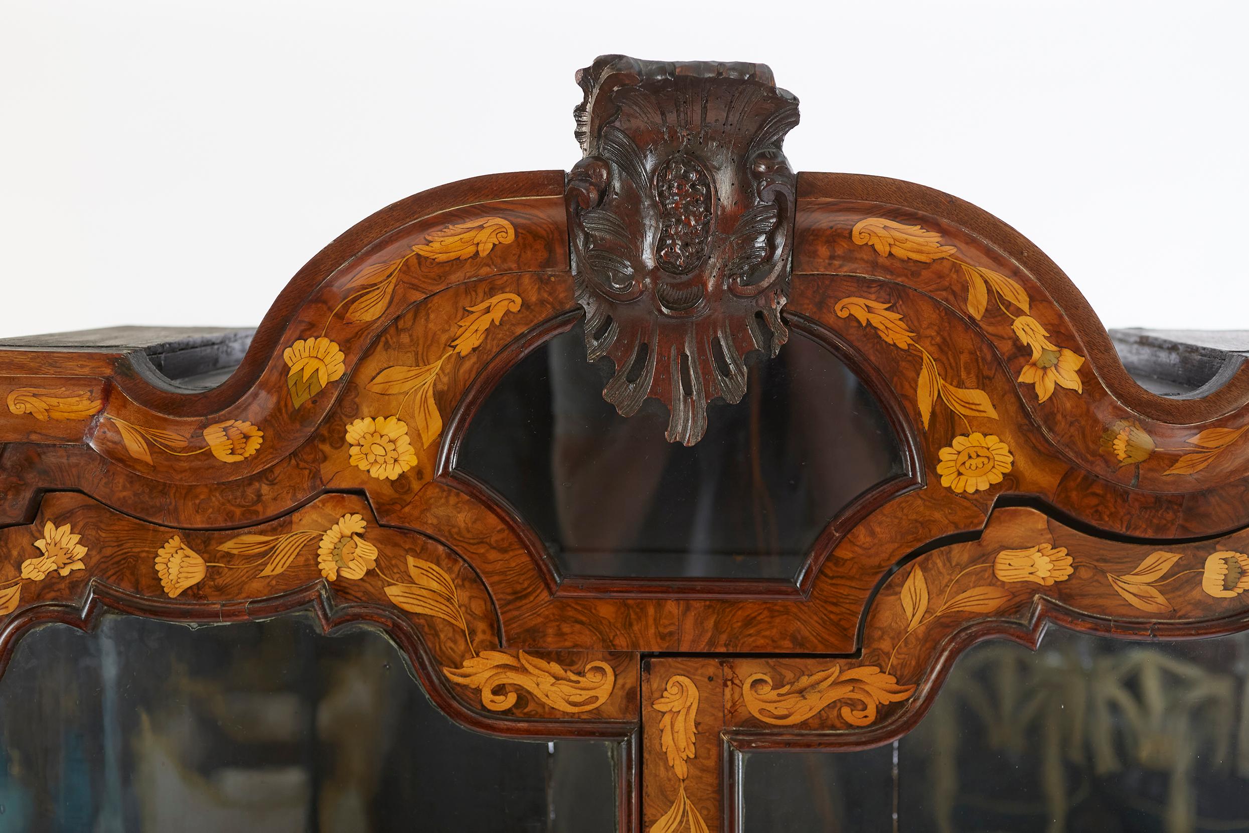19th Century Dutch Marquetry Display Cabinet  For Sale 1