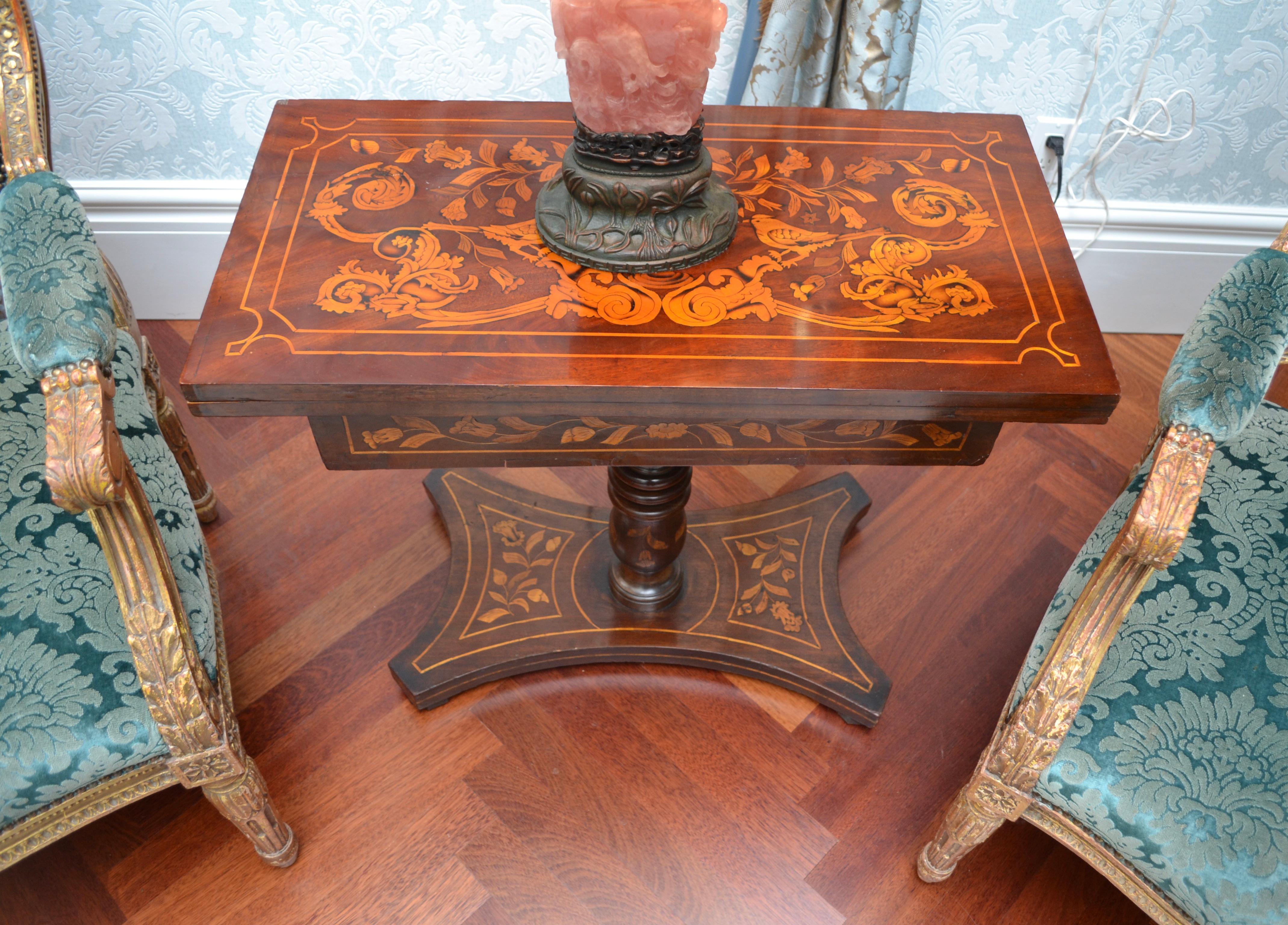 19th Century Dutch Marquetry Games Table For Sale 1
