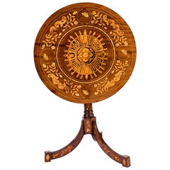 19th Century Dutch Marquetry Inlaid Tilt Table