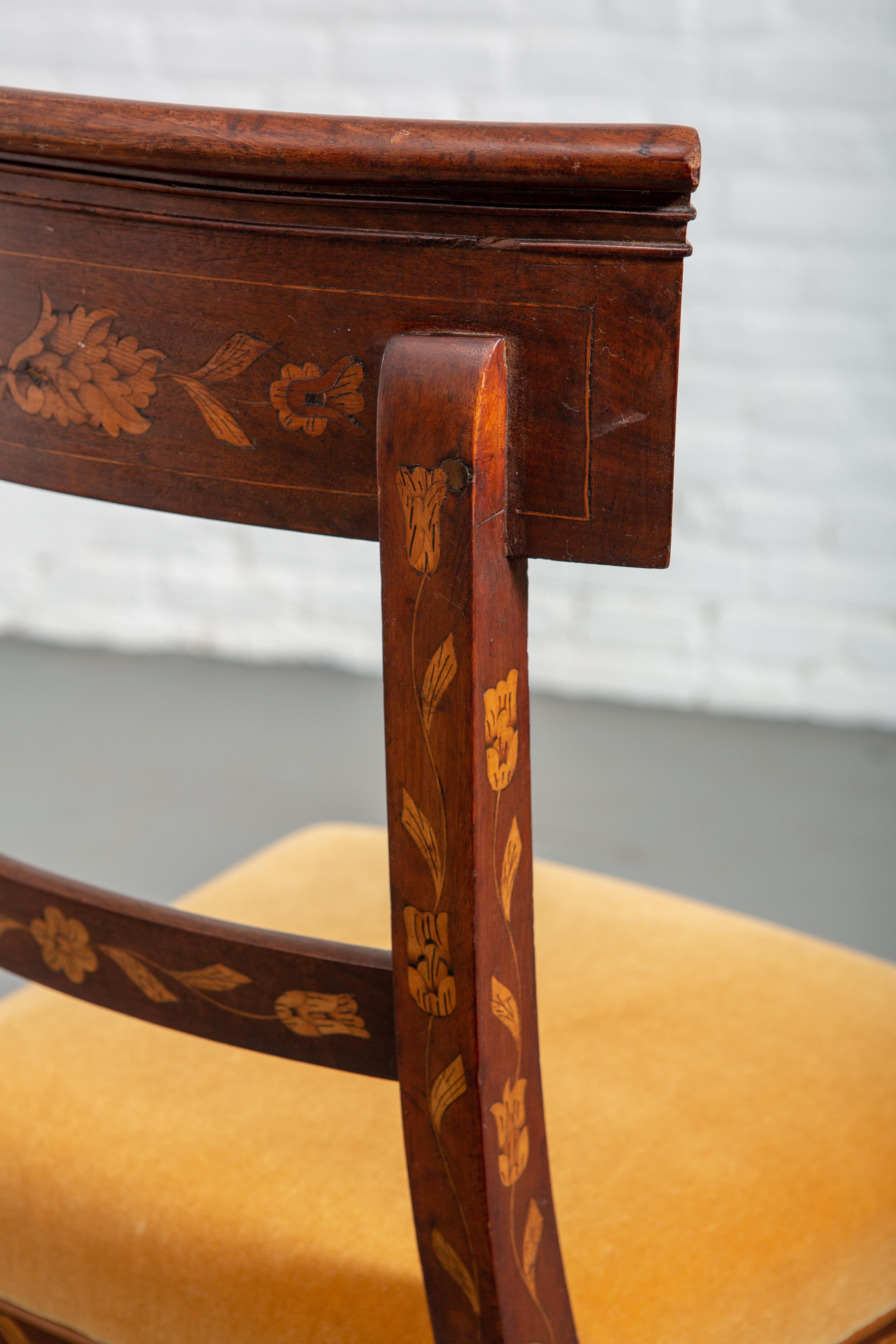 19th Century Dutch Marquetry Side Chair In Good Condition For Sale In New York, NY