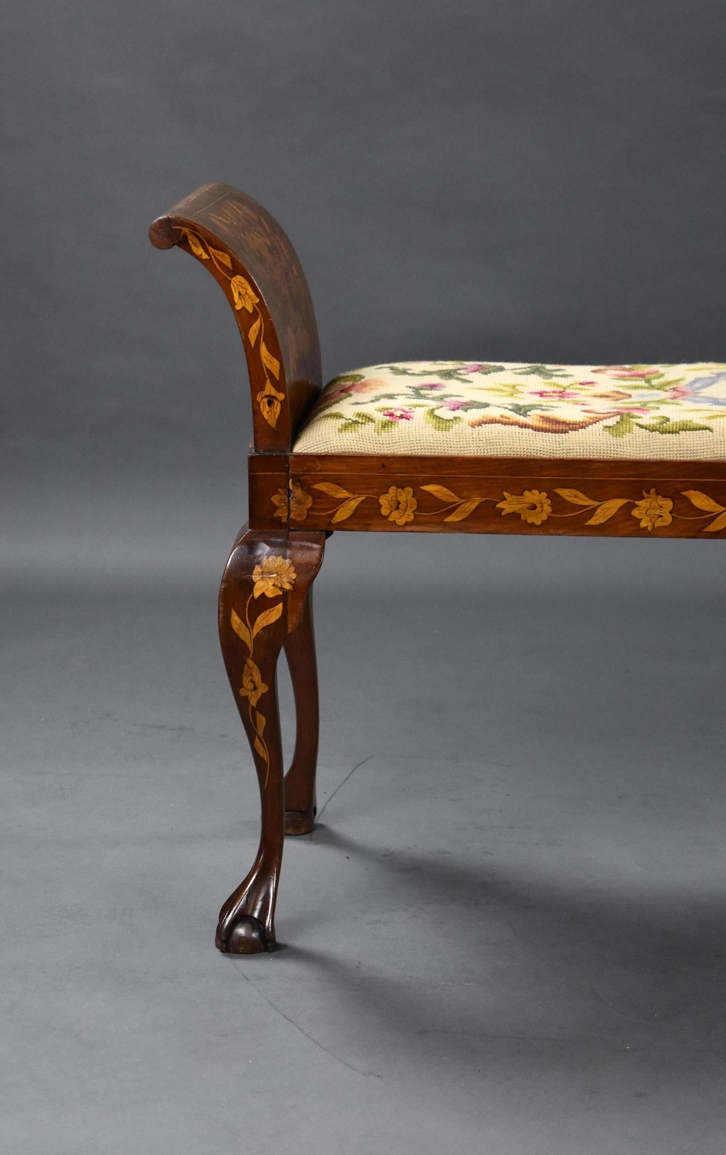 Early Victorian 19th Century Dutch Marquetry Window Seat