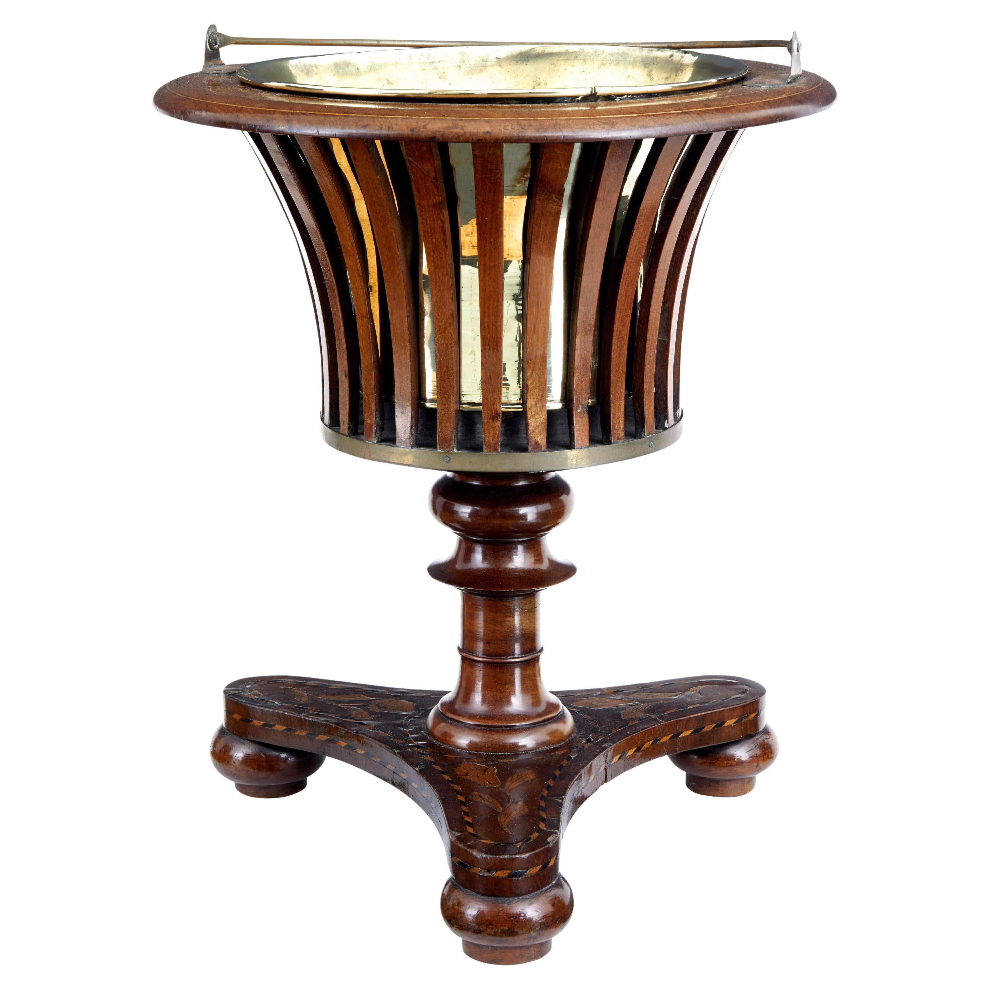 19th Century Dutch marquetry wine cooler ice bucket For Sale
