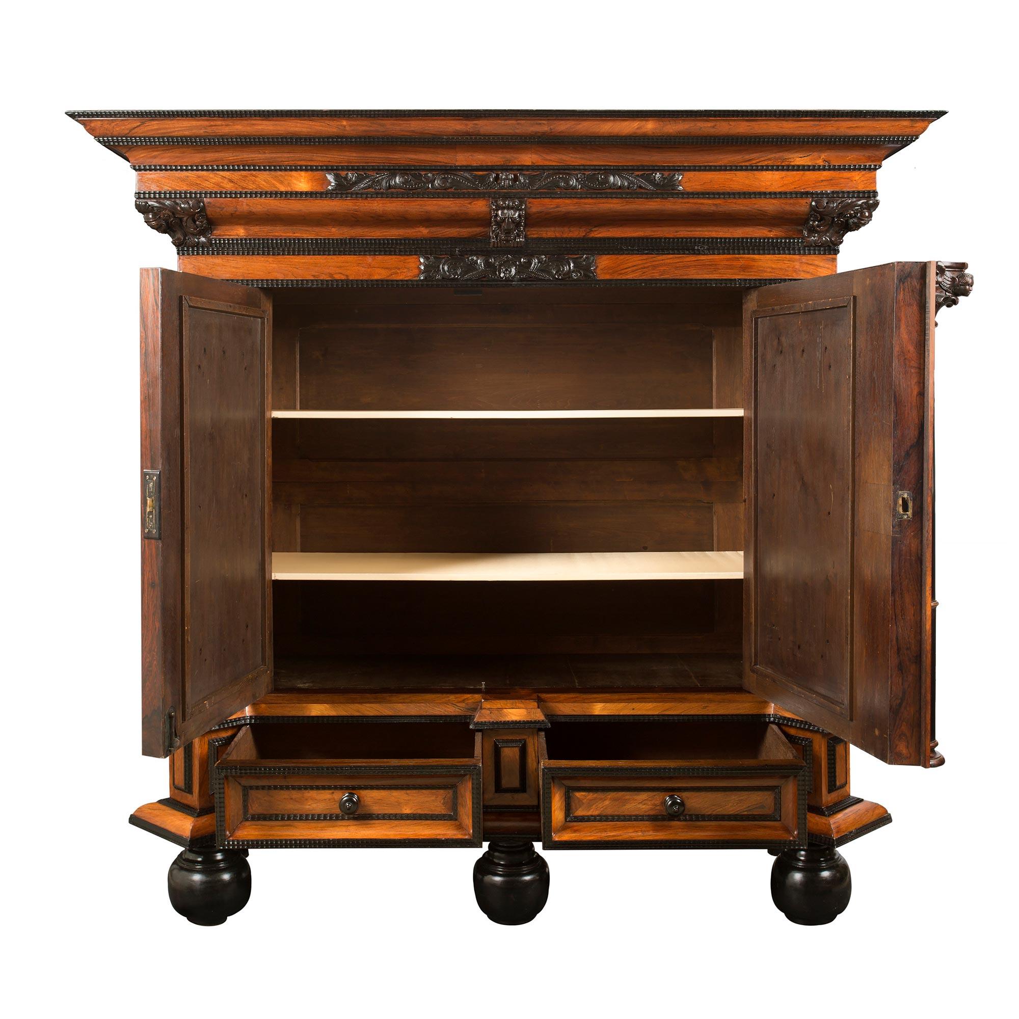19th Century Dutch ‘Meubles À Coussins’ Ebony And Walnut Kussenkast In Good Condition For Sale In West Palm Beach, FL