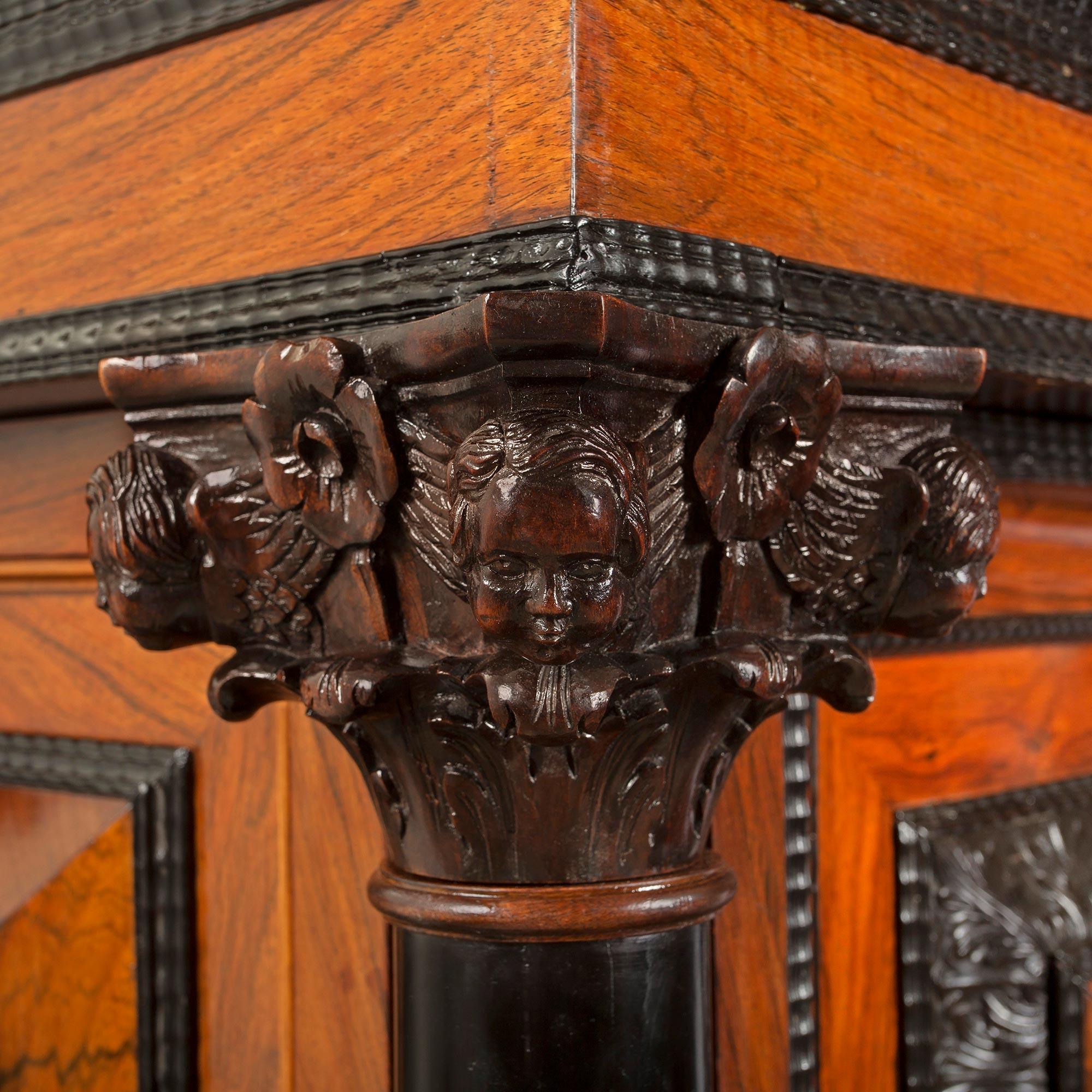 19th Century Dutch ‘Meubles À Coussins’ Ebony And Walnut Kussenkast For Sale 4