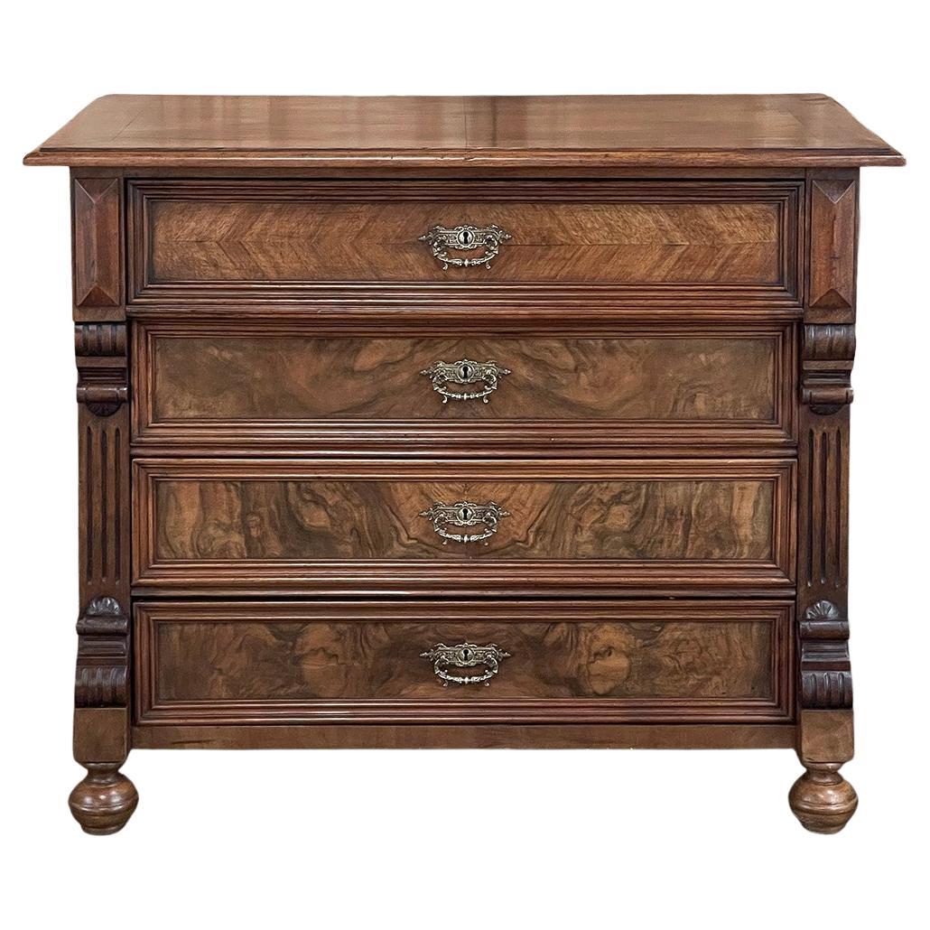 19th Century Dutch Neoclassical Chest of Drawers with Burl Walnut For Sale