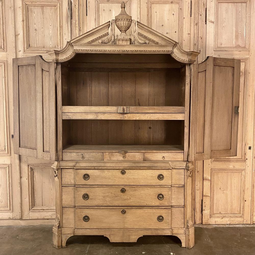 18th Century Dutch Neoclassical Wardrobe ~ Linen Press in Stripped Oak 5