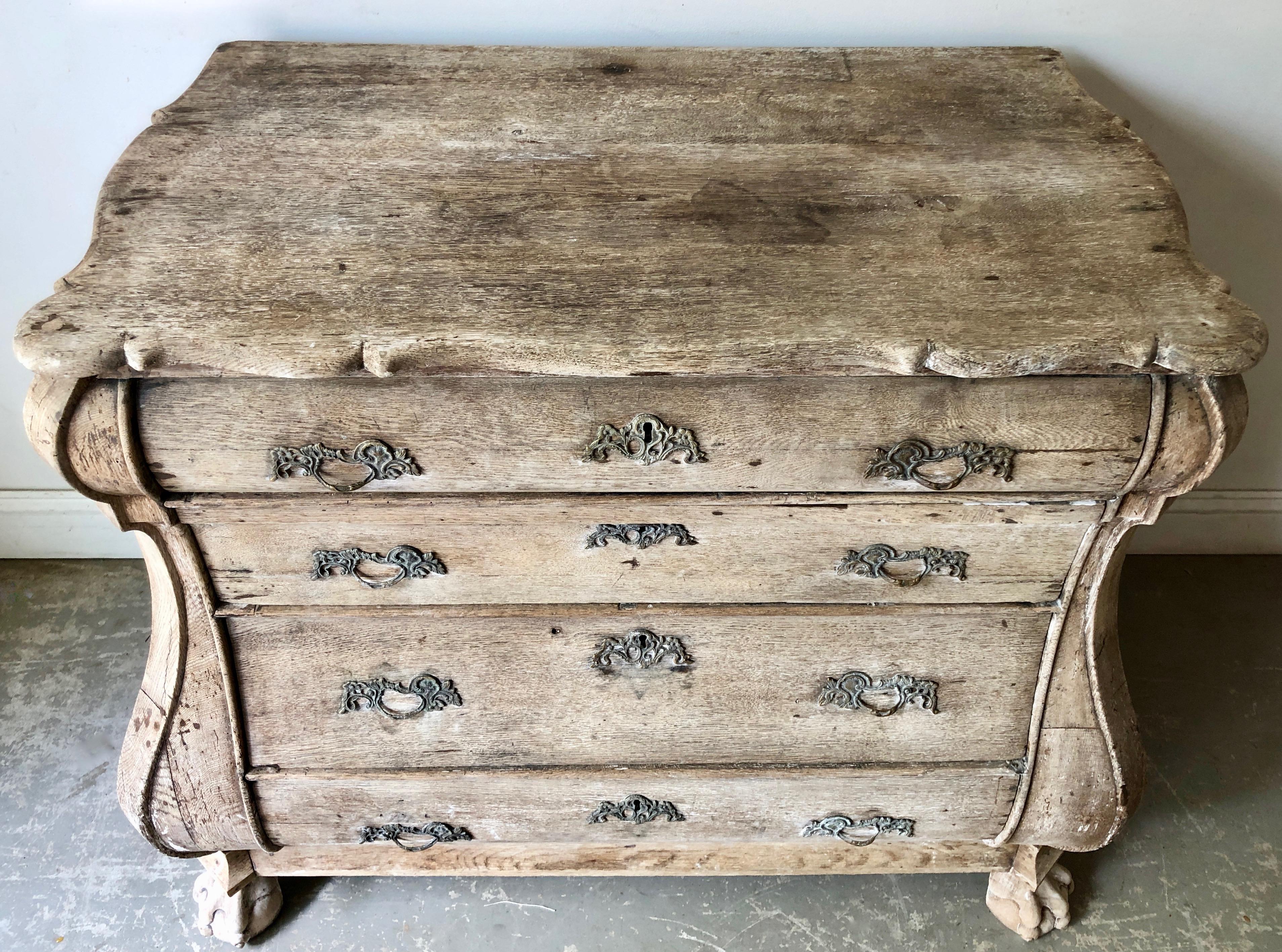 Hand-Carved 19th Century Dutch Oak Commode