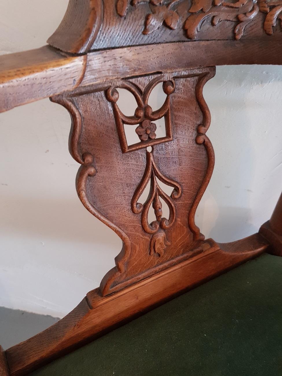 Louis XIV 19th Century Dutch Oak Corner Chair with Carvings