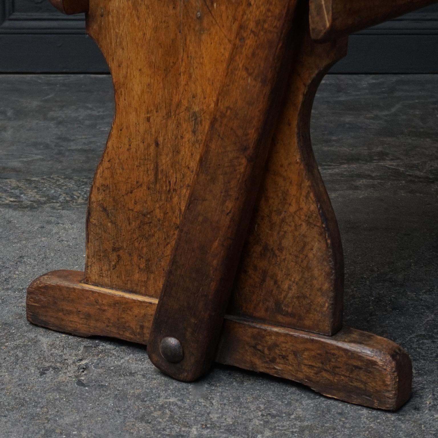 19th Century Dutch Oak Two Way Flip Backrest Bench, Strycsitten, Banc a Tournis For Sale 5